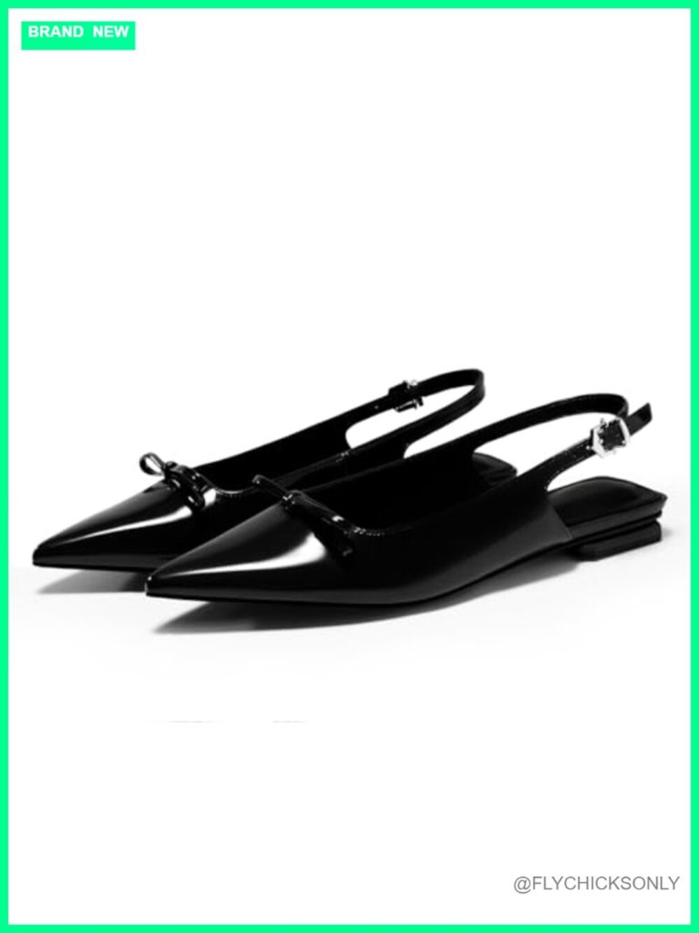 Slingback Flats Pointed Toe Bow Ballet Low Heel Work Shoes